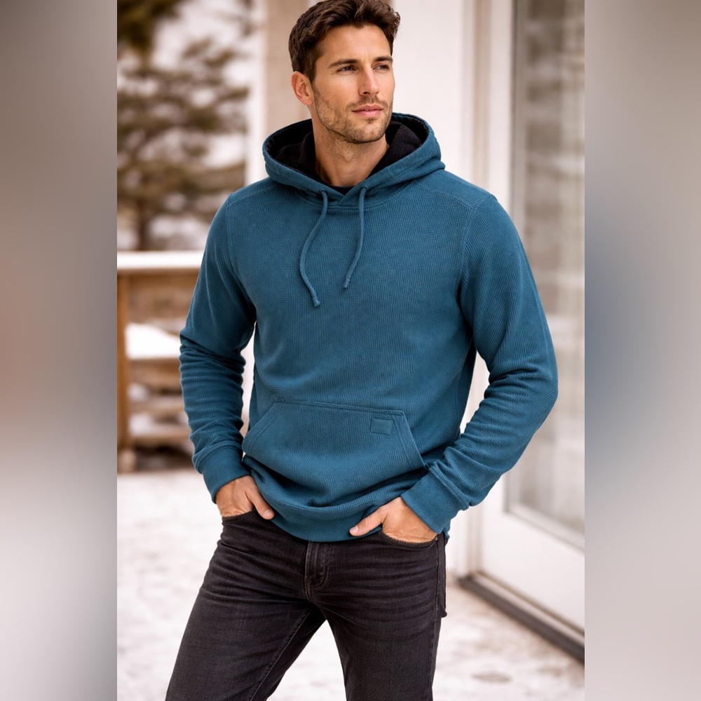 Alpinestars Waffle Knit Hoodie Teal Men’s Medium Moto Casual Pullover